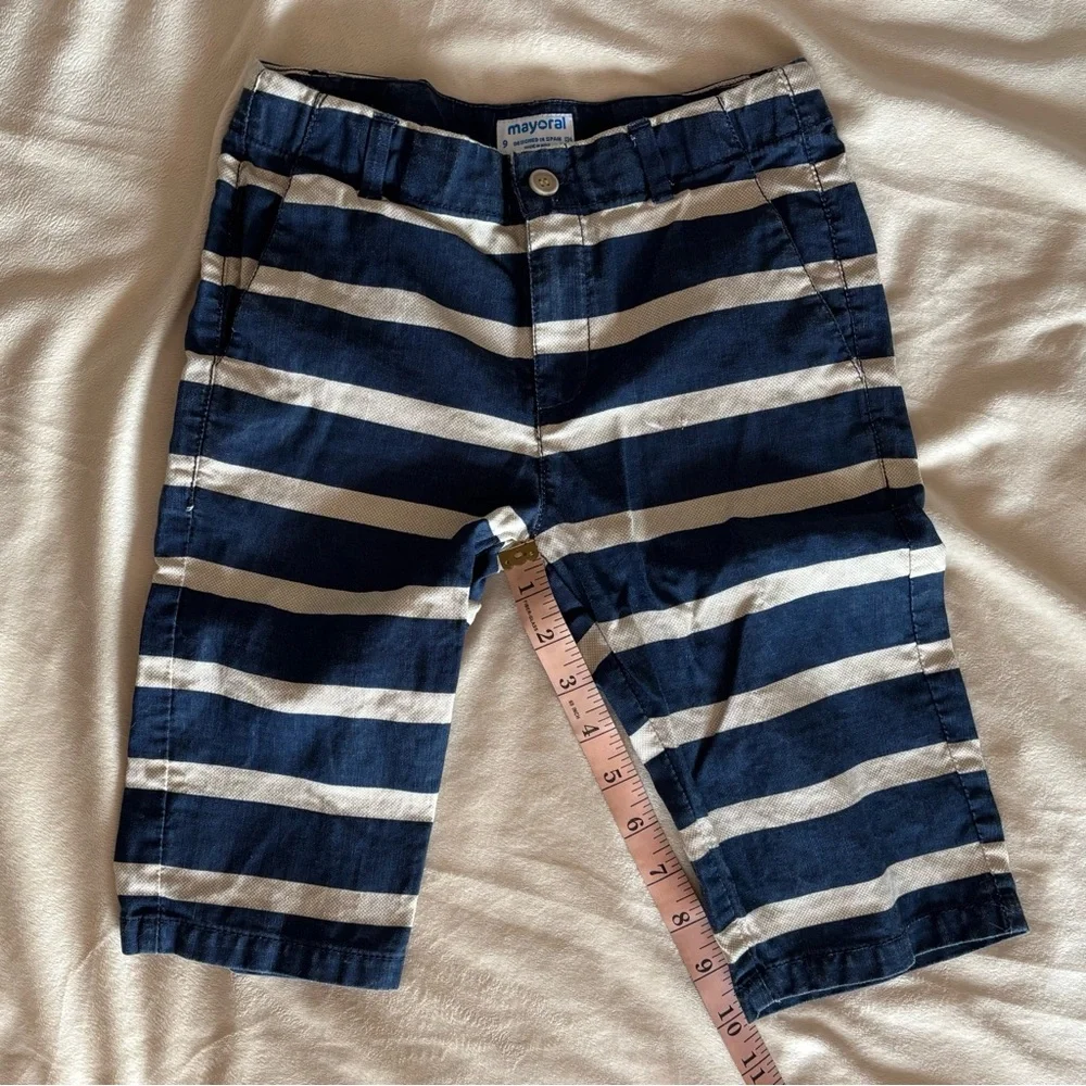 Mayoral Kids Shorts in Navy and Cream Stripes